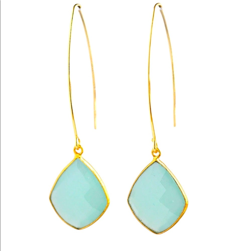 Blue Amazonite Gold Wire Earrings